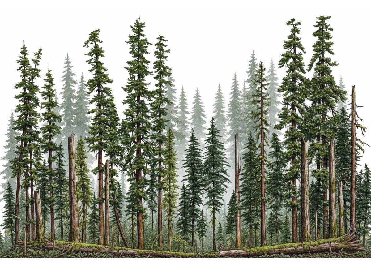 Old-growth forests in the Pacific Northwest (adapted from Van Pelt, 2007).